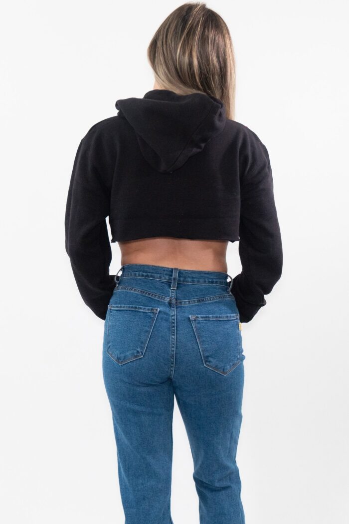 Black Hooded Crop Top - Image 2