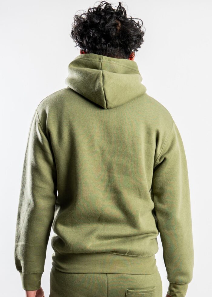 Olive Green Heavy Blend Fleece Hooded SweatShirt - Image 2