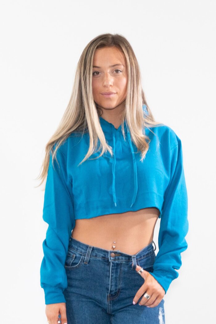 Turquoise Hooded Crop Top