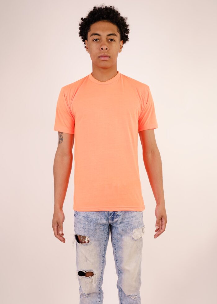 Neon Orange Combed Cotton T-Shirt - Image 3