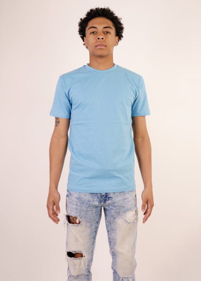 Sky Blue 100% Polyester T-Shirt - Image 3