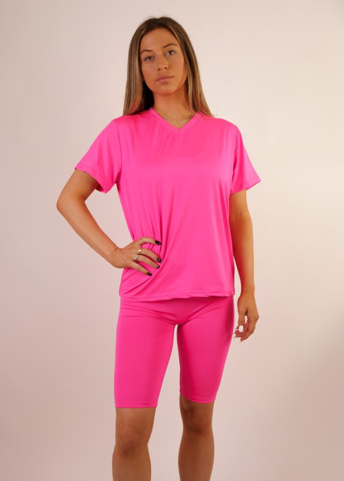 Coral Biker Short Set